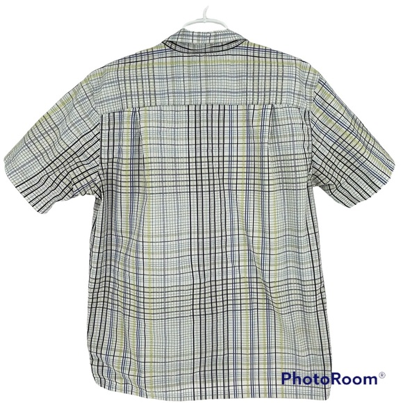 PATAGONIA MEN’S STRIPE CASUAL BUTTON DOWN SHIRT WHITE GREEN BLUE MEDIUM - Picture 2 of 7